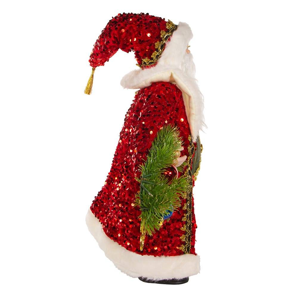 Kurt Adler 18-Inch Fabric And Resin Decorative Santa With Wreath Table Piece