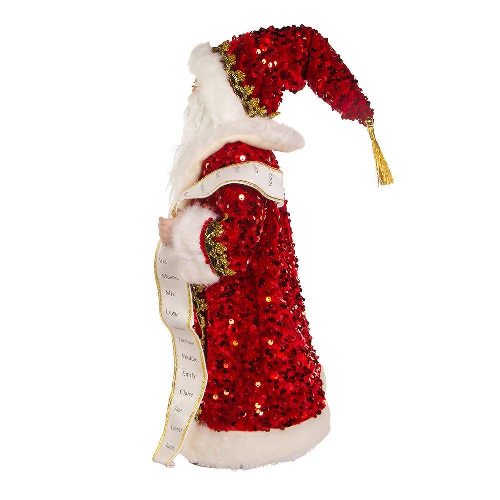 Kurt Adler 18-Inch Fabric And Resin Decorative Santa With Wreath Table Piece