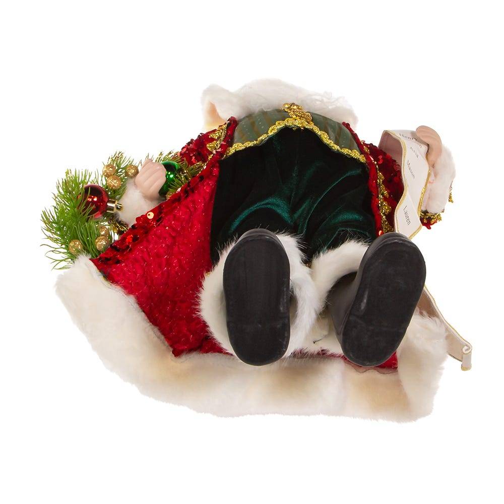 Kurt Adler 18-Inch Fabric And Resin Decorative Santa With Wreath Table Piece