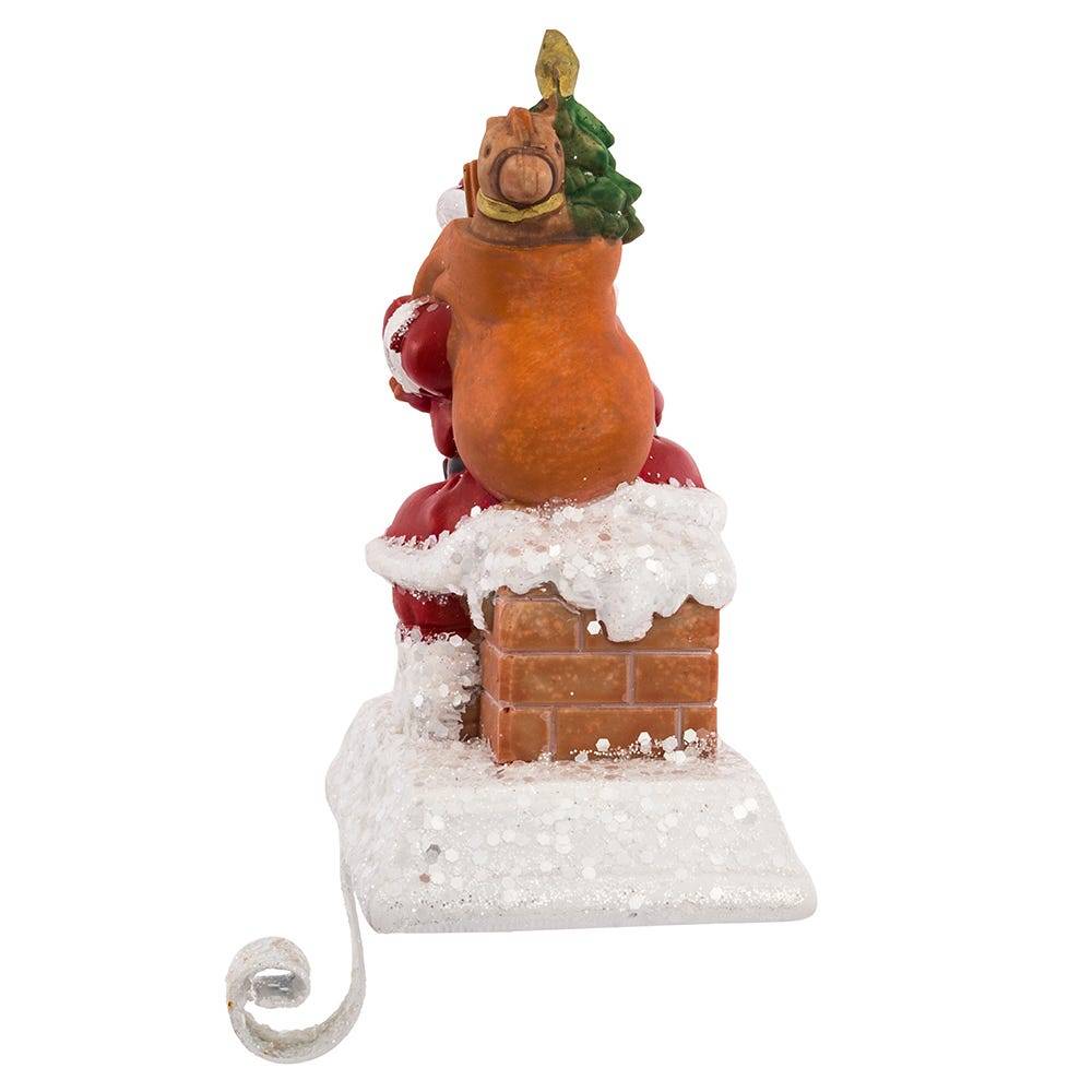 Kurt Adler 6.5-Inch Resin Santa with Gift Box Stocking Holder