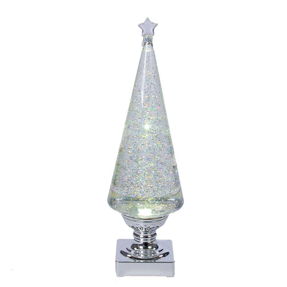 Kurt Adler 14-Inch Battery-Operated Clear and Silver Lava Light Tree