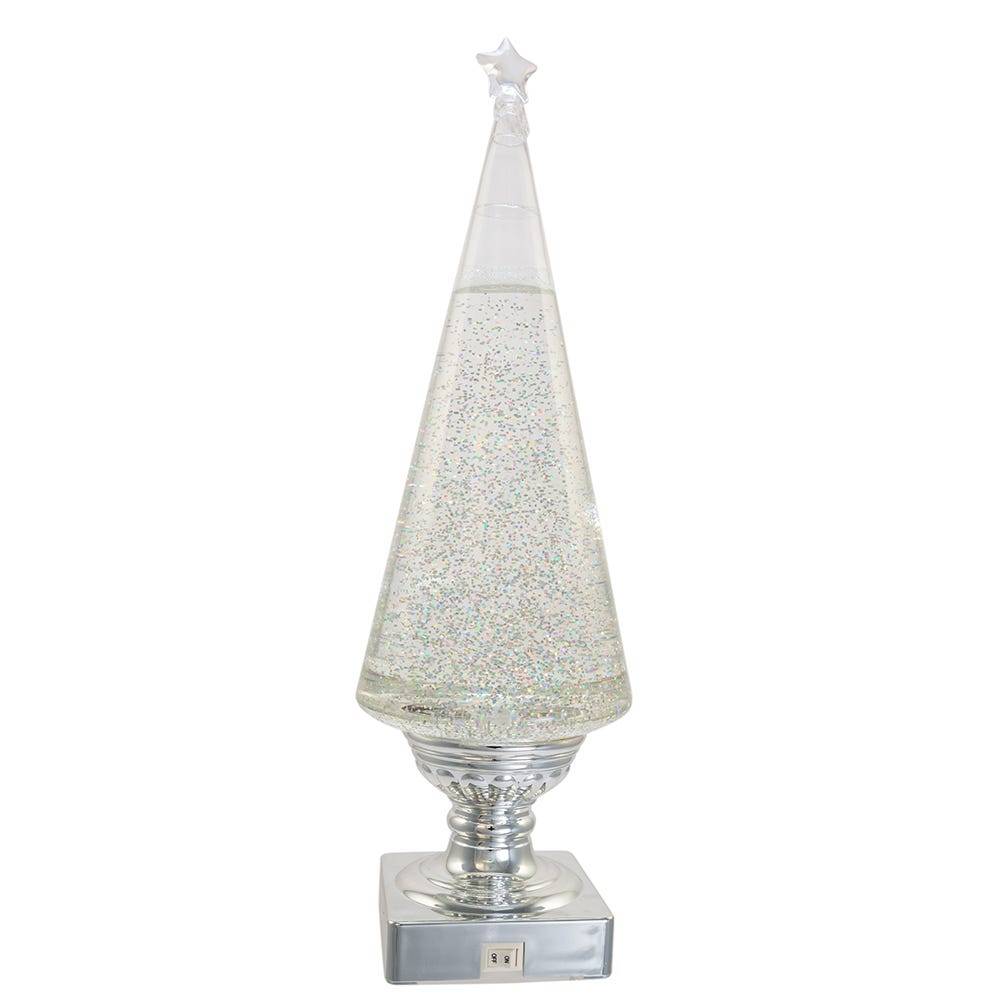 Kurt Adler 14-Inch Battery-Operated Clear and Silver Lava Light Tree