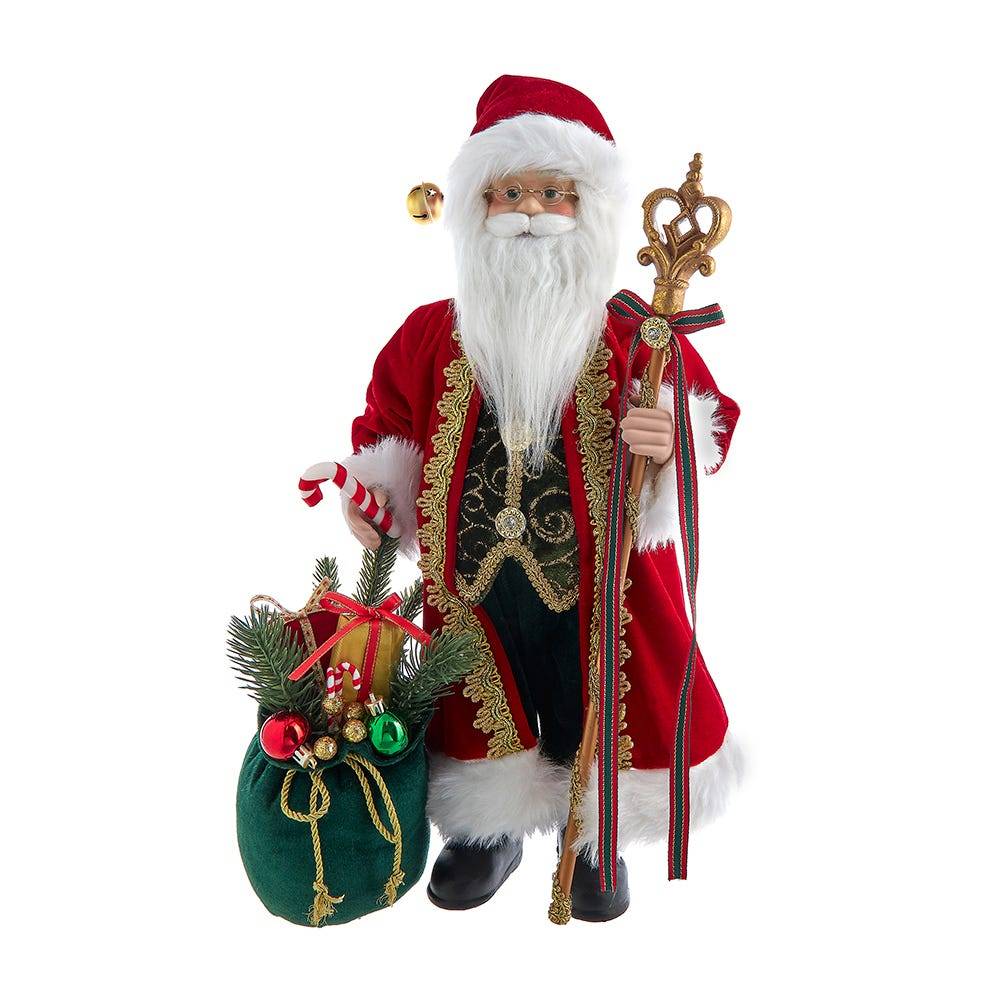 Kurt Adler 18-Inch Santa with Gift Bag and Scepter Table Piece