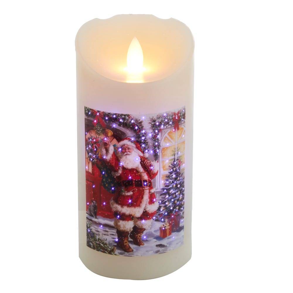 Kurt Adler 7-Inch Battery-Operated Fiberoptic LED Santa Wax Candle