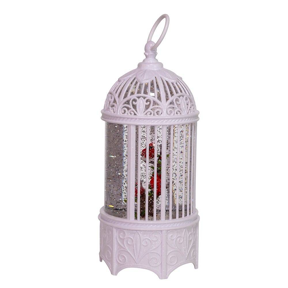 Kurt Adler 10.25-Inch Battery-Operated LED Swirl Cardinals in Water Bird Cage