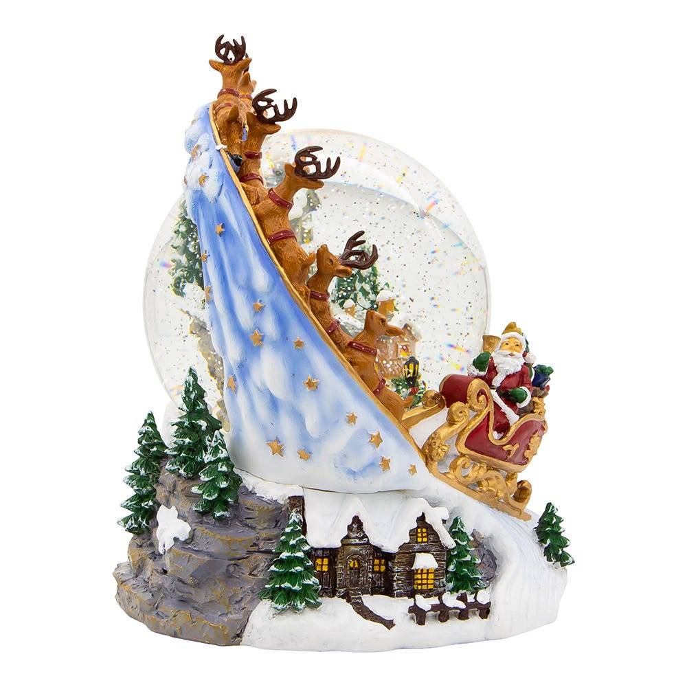 Kurt Adler 120MM Battery-Operated Musical Santa and Sled Waterglobe