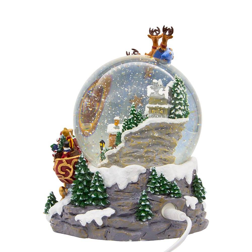 Kurt Adler 120MM Battery-Operated Musical Santa and Sled Waterglobe