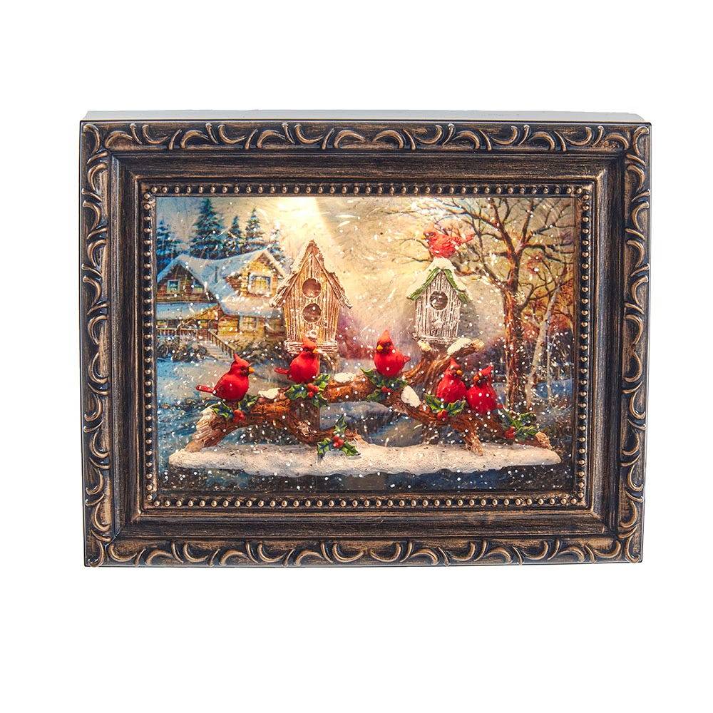 Kurt Adler 7.75-Inch Battery-Operated Musical Water Cardinals Frame