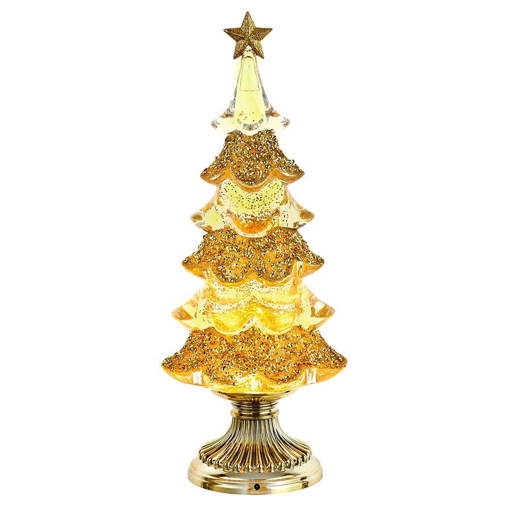 Kurt Adler 13.75-Inch Battery Operated LED Glitter Clear and Gold Swirl Water Globe