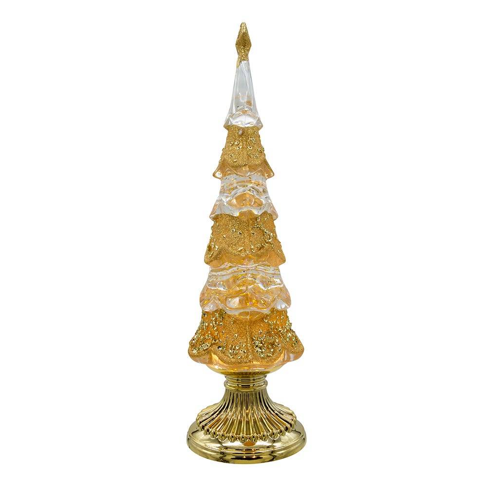 Kurt Adler 13.75-Inch Battery Operated LED Glitter Clear and Gold Swirl Water Globe