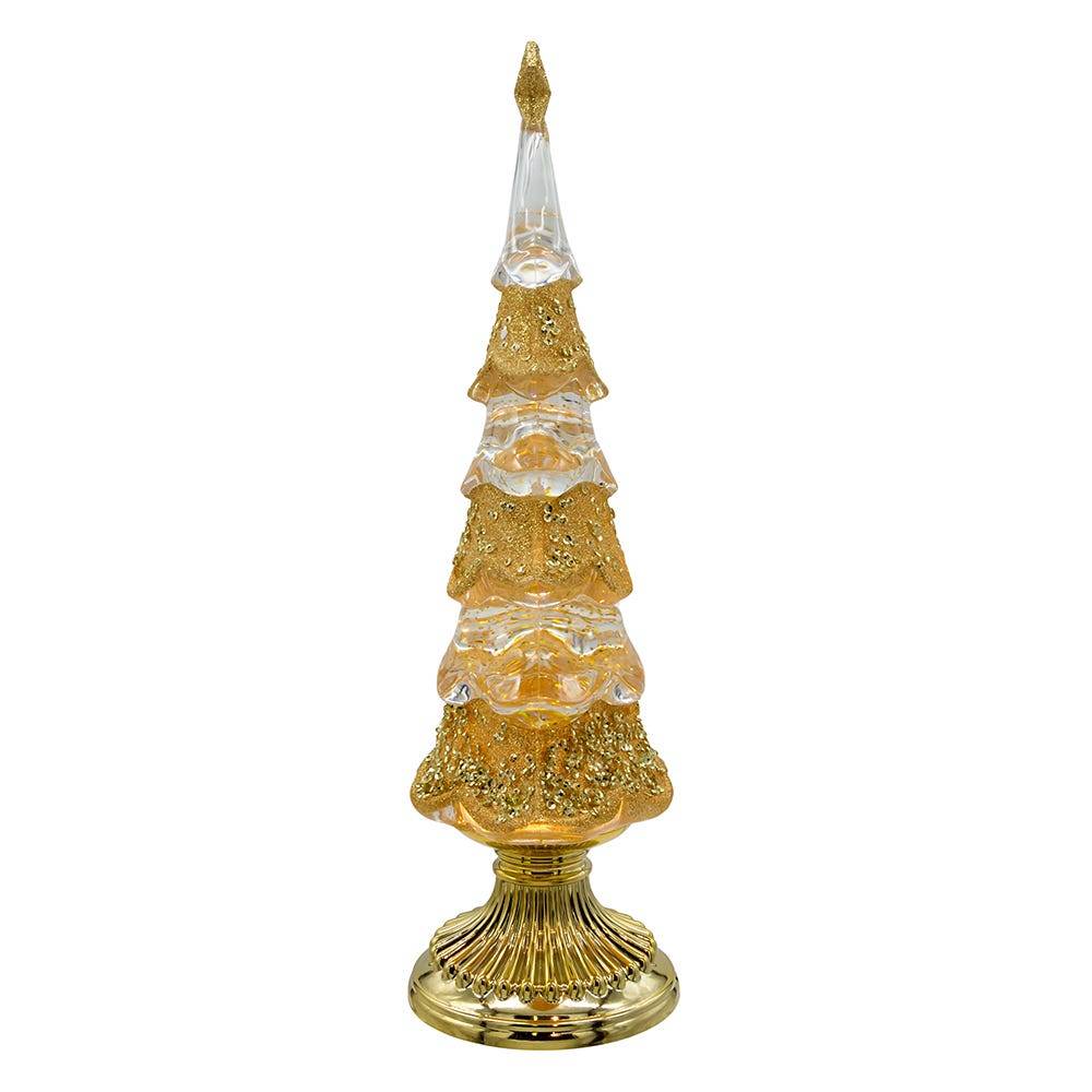 Kurt Adler 13.75-Inch Battery Operated LED Glitter Clear and Gold Swirl Water Globe