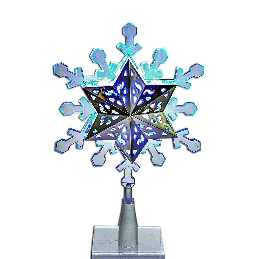 Kurt Adler 9-Inch Blue and White LED Rotating Snowflake Treetop