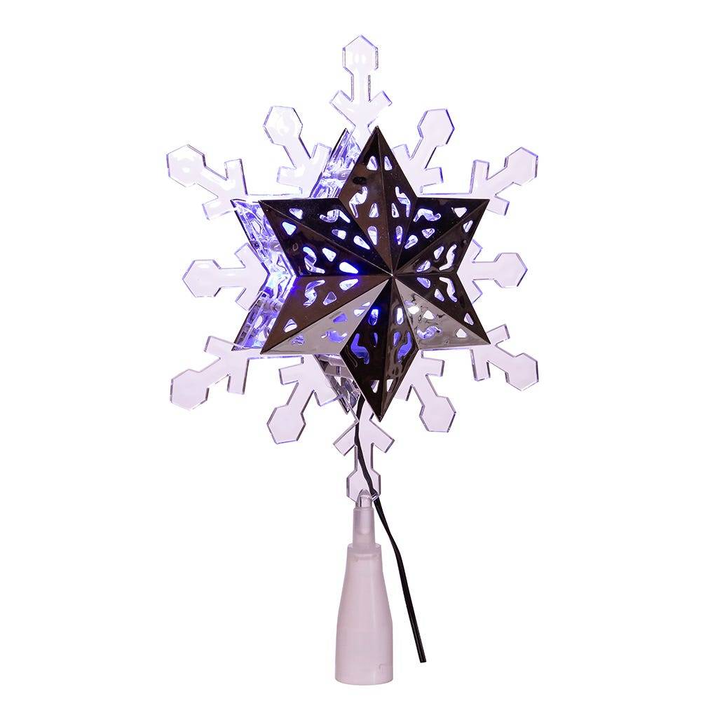 Kurt Adler 9-Inch Blue and White LED Rotating Snowflake Treetop