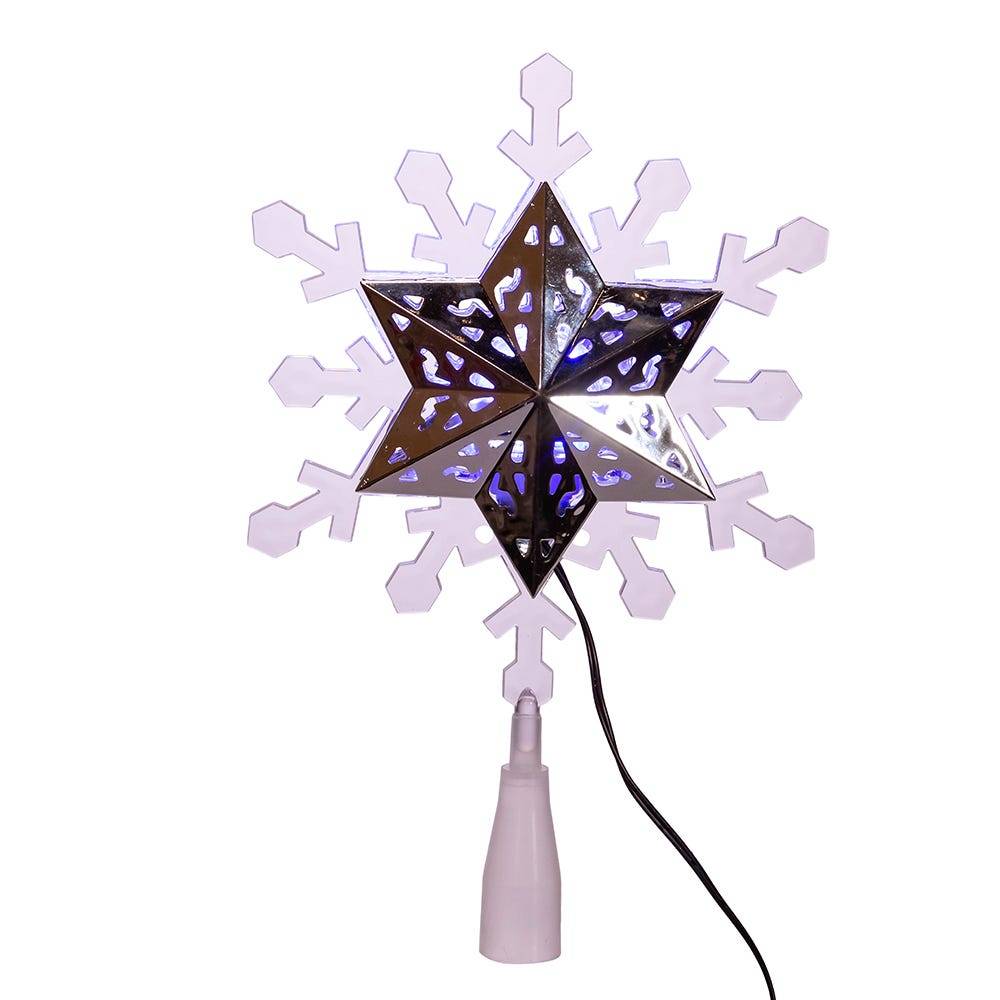 Kurt Adler 9-Inch Blue and White LED Rotating Snowflake Treetop