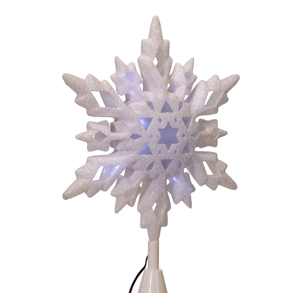 Kurt Adler 10-inch Cool White LED Glitter Snowflake Treetop