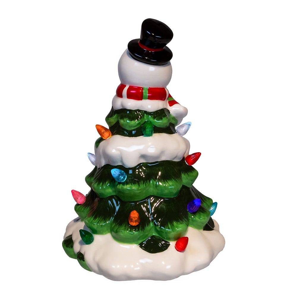 Kurt Adler 9-Inch Battery Operated Ceramic Light-Up Snowman Tree