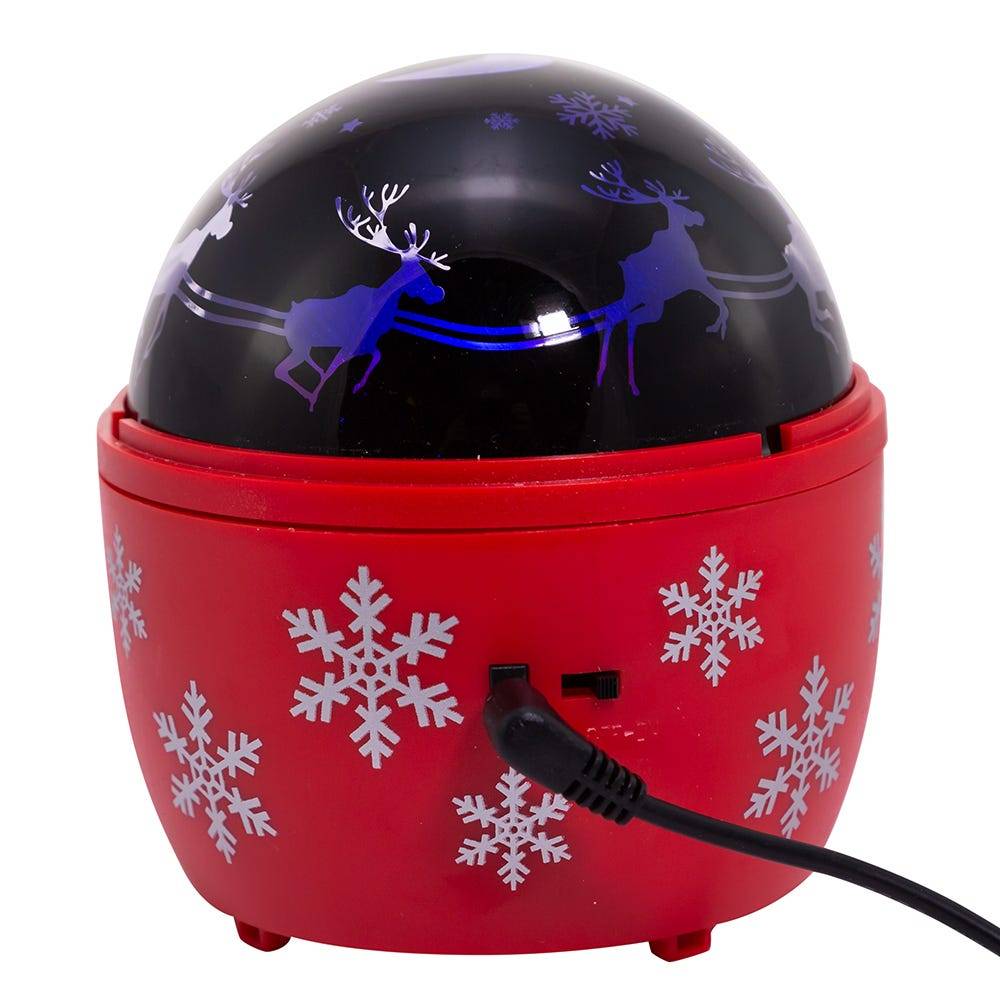 Kurt Adler 5-Inch Battery-Operated USB Night Light Projector with Red Base