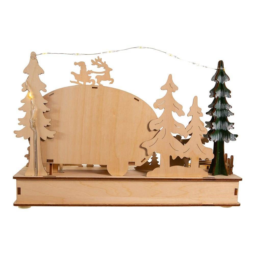 Kurt Adler 7.5-Inch Battery-Operated Wooden Light Up Camper with Santa