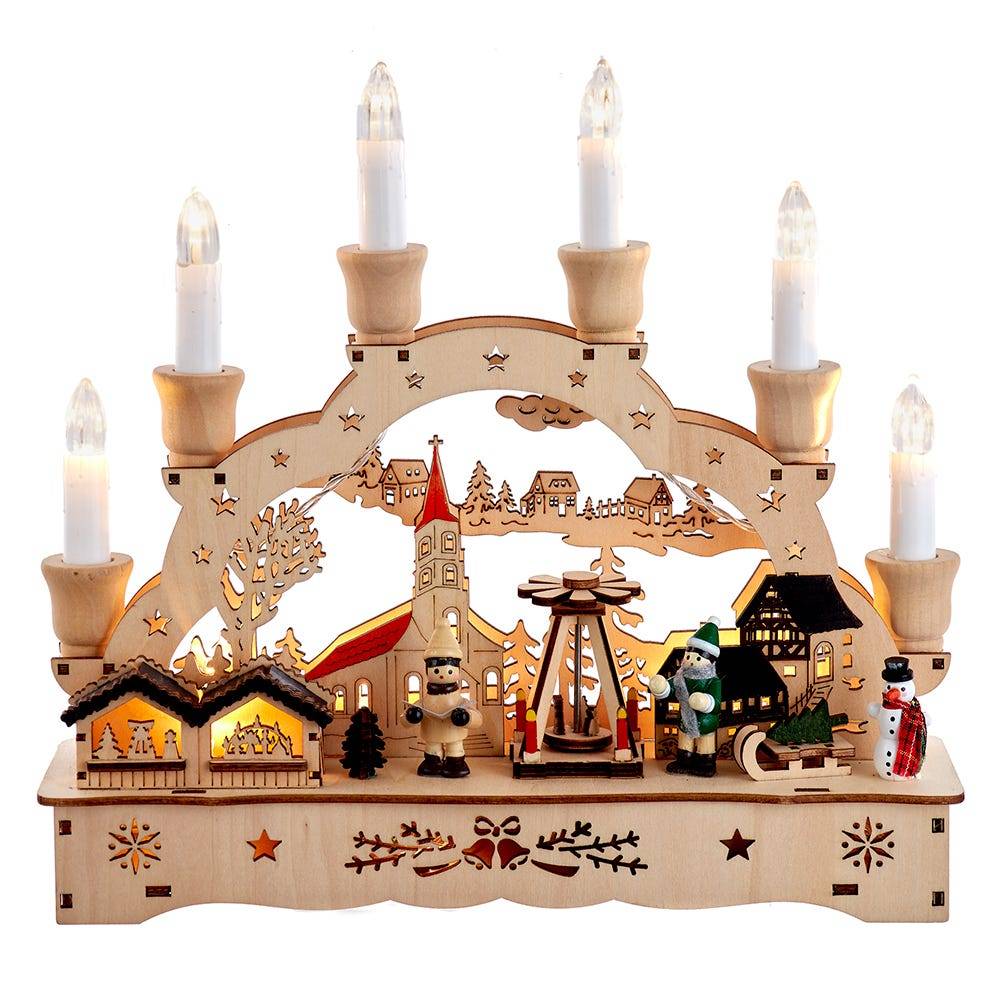 Kurt Adler 10.25-Inch Wooden LED Light-Up Musical/Motion Christmas Village