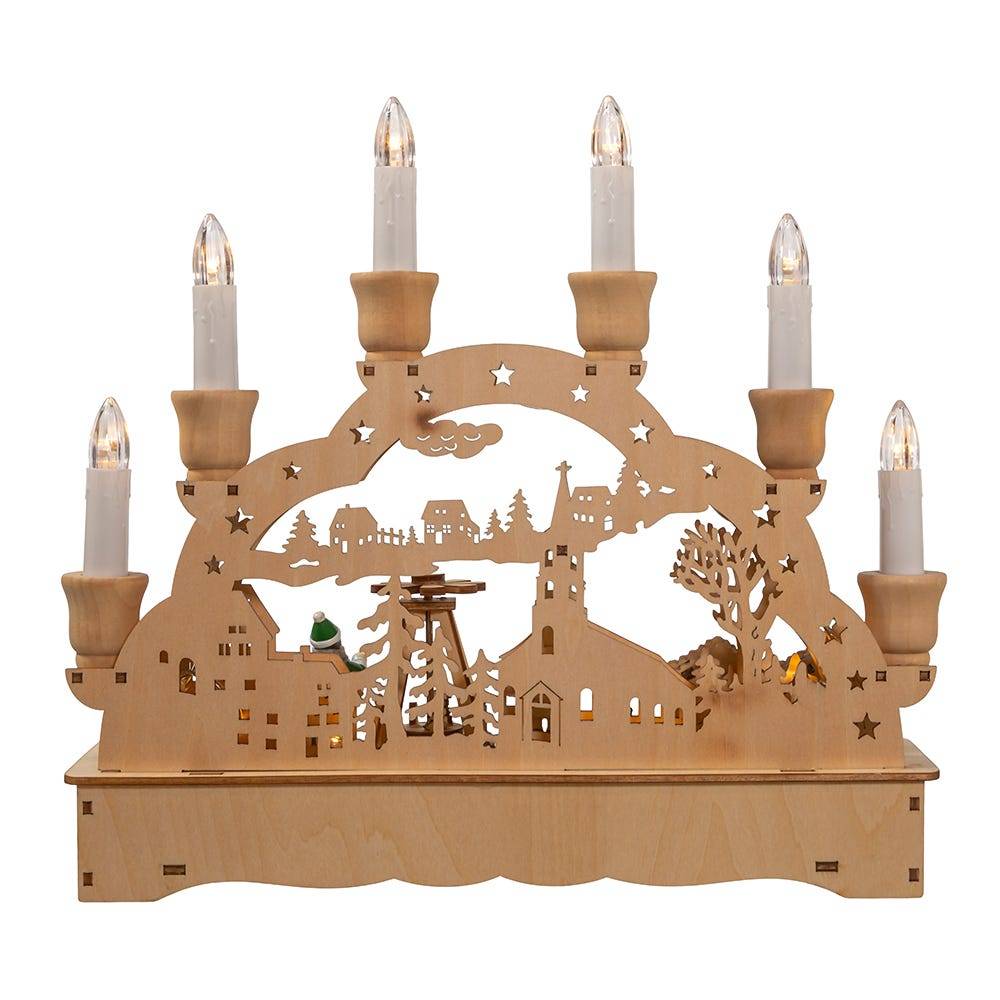 Kurt Adler 10.25-Inch Wooden LED Light-Up Musical/Motion Christmas Village