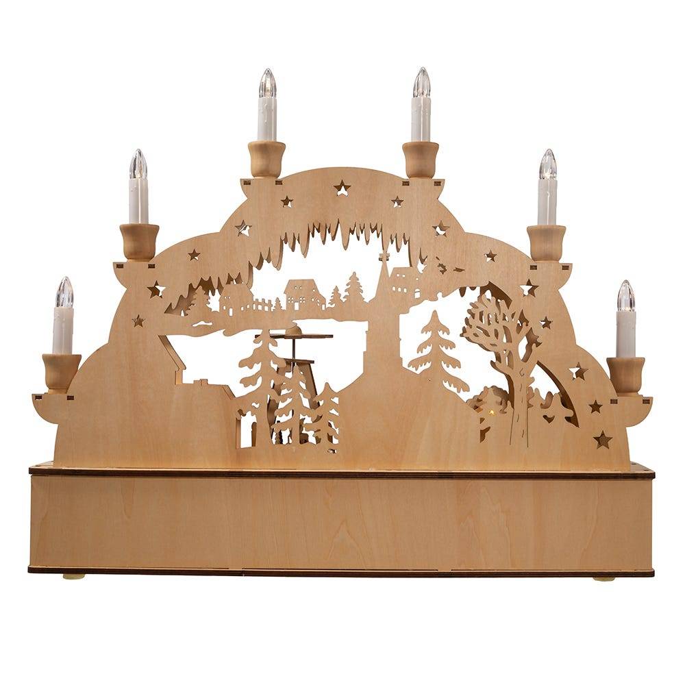 Kurt Adler 14.17-Inch Wooden Light-Up Musical Santa Christmas Village