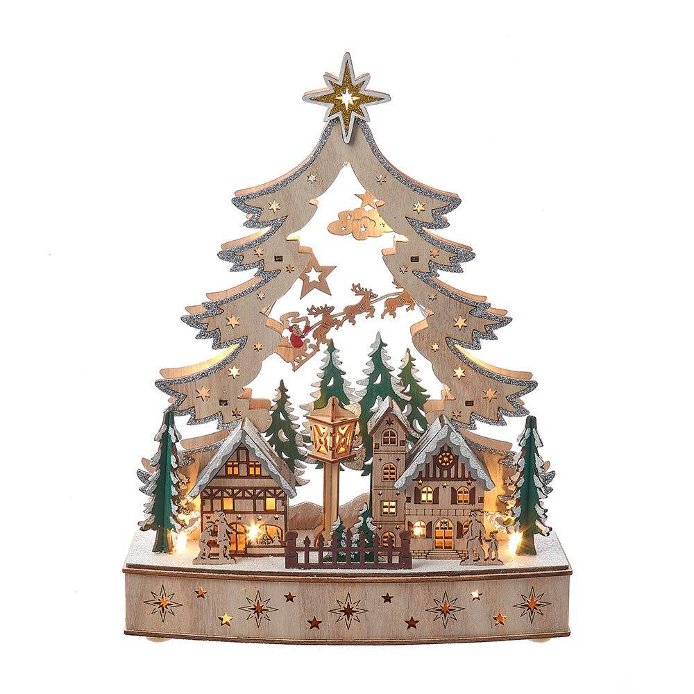 Kurt Adler 12.6-Inch Battery Operated Lighted Christmas Tree Village