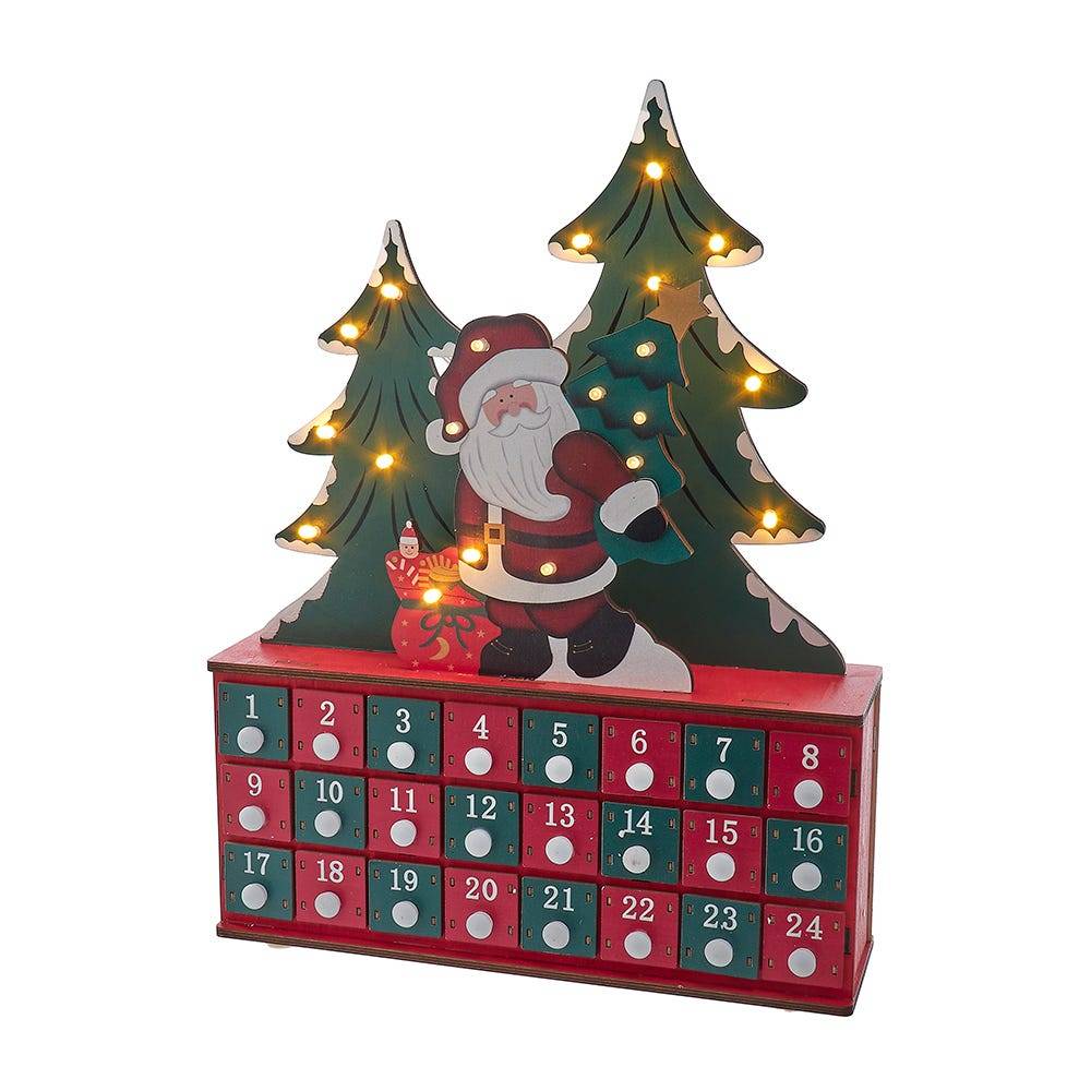 Kurt Adler 15.75-Inch Battery Operated Wooden LED Lighted Advent Calendar