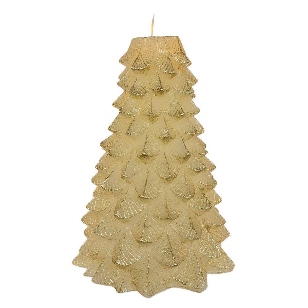 Kurt Adler 9-Inch Battery Operated Gold Christmas Tree Candle with LED Flicker Flame