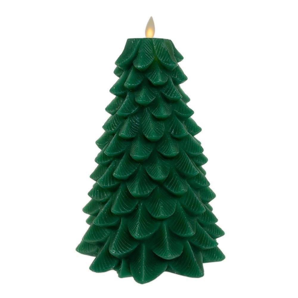 Kurt Adler 9-Inch Battery Operated Green Christmas Tree Candle with LED Flicker Flame