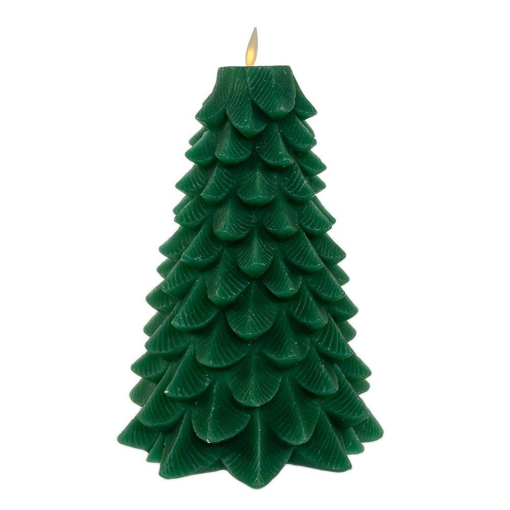 Kurt Adler 9-Inch Battery Operated Green Christmas Tree Candle with LED Flicker Flame