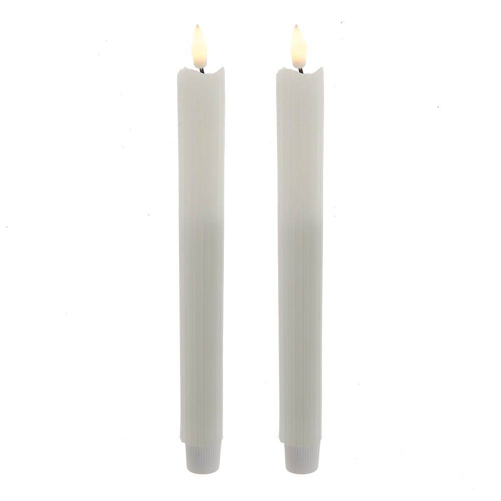 Kurt Adler 9.7-Inch Battery Operated LED Flicker Flame Ridged Taper Candle Set