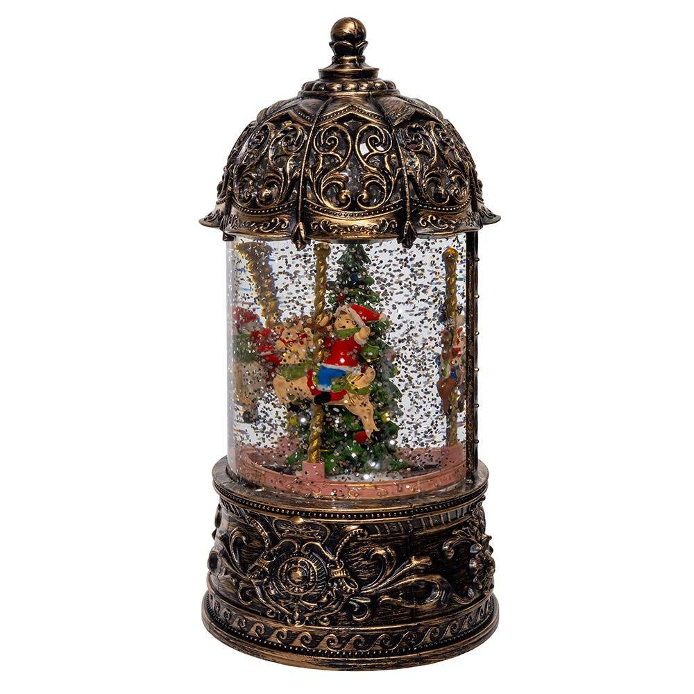 Kurt Adler 8.66-Inch Battery Operated Lighted LED Santa and Carousel Water Lantern