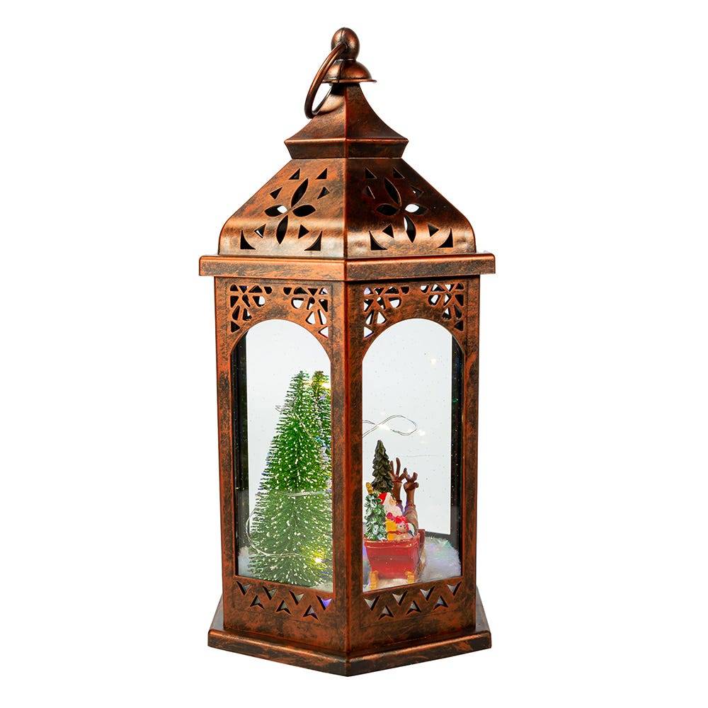 Kurt Adler 13-Inch Battery-Operated Lighted Lantern with Santa