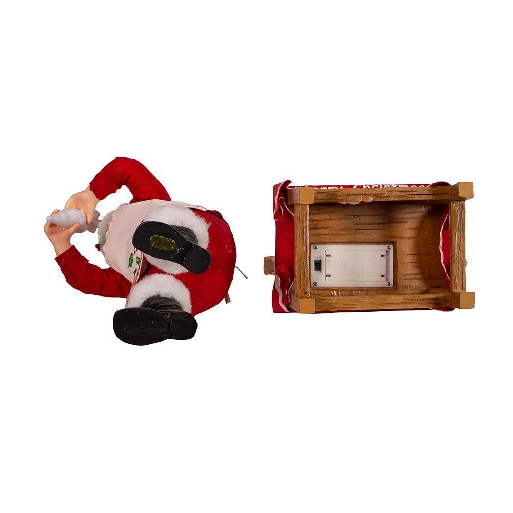 Kurt Adler 10.5-Inch Battery-Operated Fabriche Santa Decorating LED Gingerbread House Table Piece