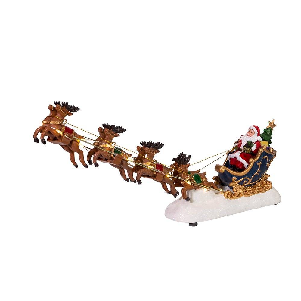 Kurt Adler 7-Inch Battery-Operated LED Santa with Sleigh Table Piece