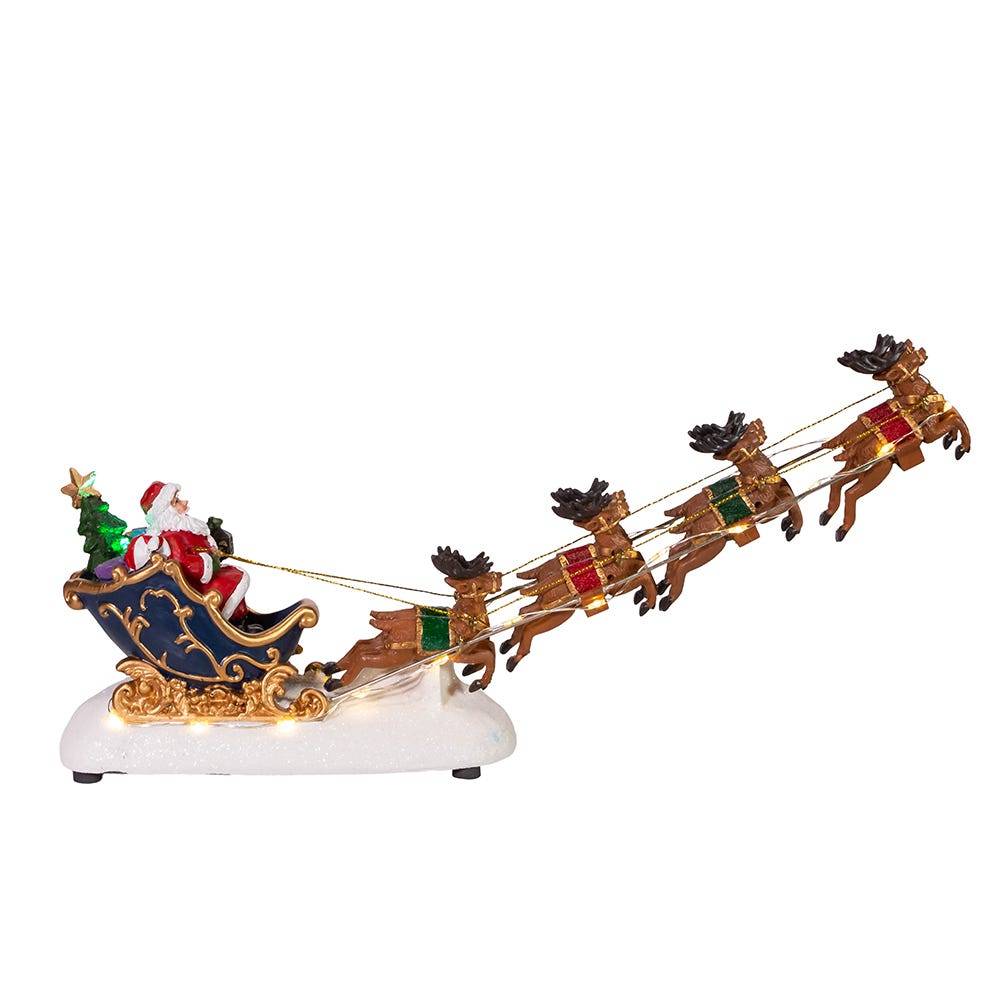 Kurt Adler 7-Inch Battery-Operated LED Santa with Sleigh Table Piece