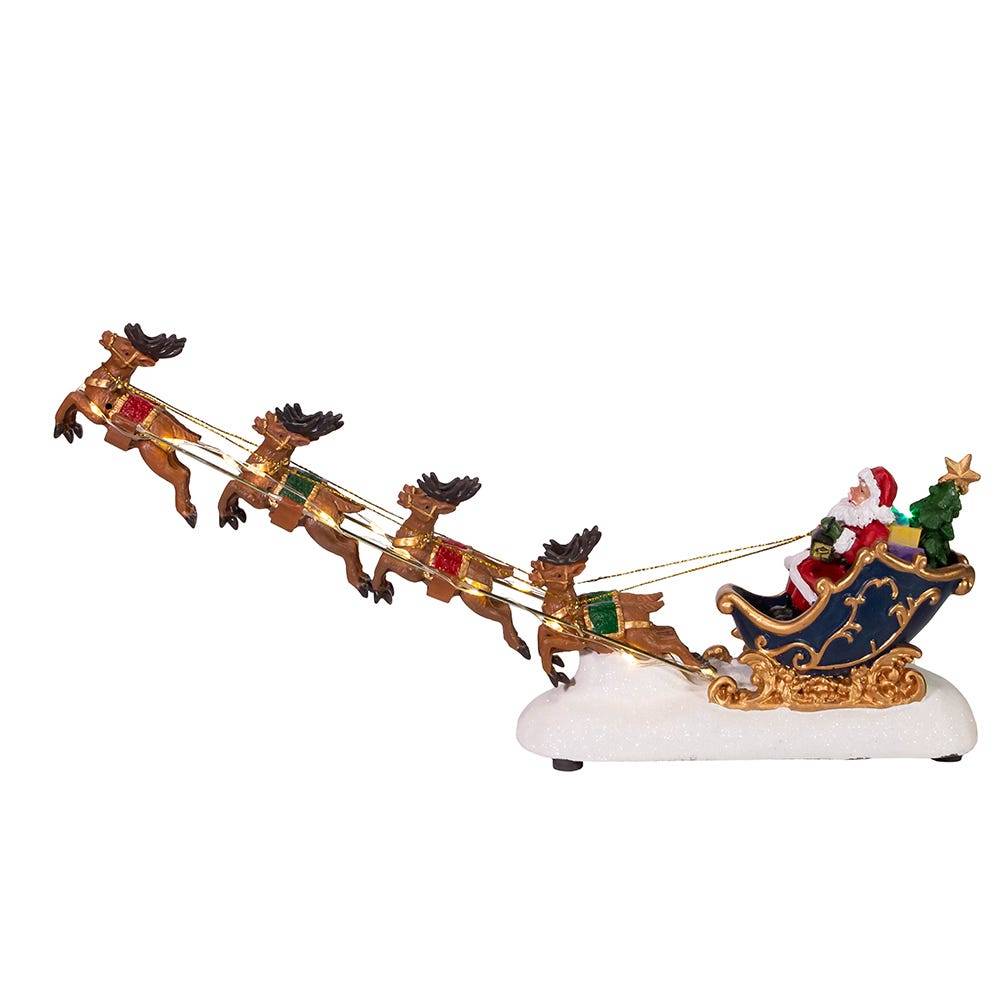 Kurt Adler 7-Inch Battery-Operated LED Santa with Sleigh Table Piece