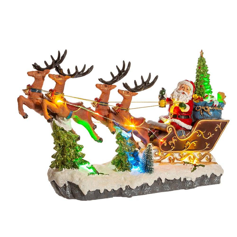 Kurt Adler 8.7-Inch Battery-Operated LED Musical Santa and Sleigh Table Piece