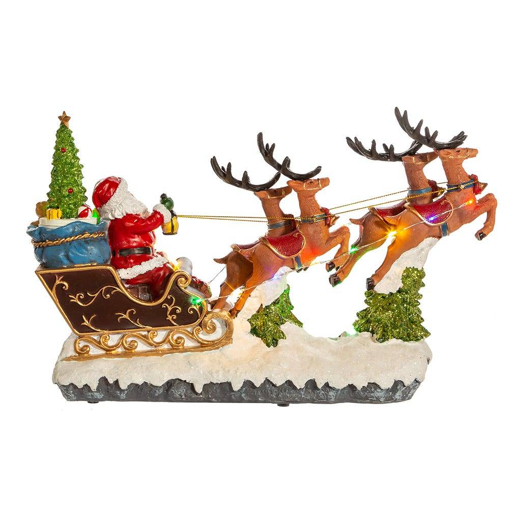 Kurt Adler 8.7-Inch Battery-Operated LED Musical Santa and Sleigh Table Piece