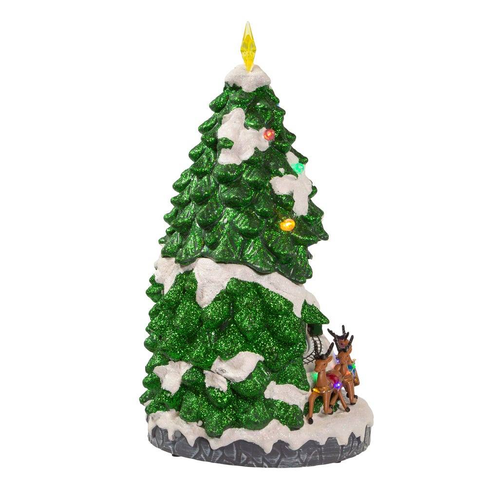 Kurt Adler 15.7-Inch Battery Operated Lighted Musical Christmas Tree With Moving Train