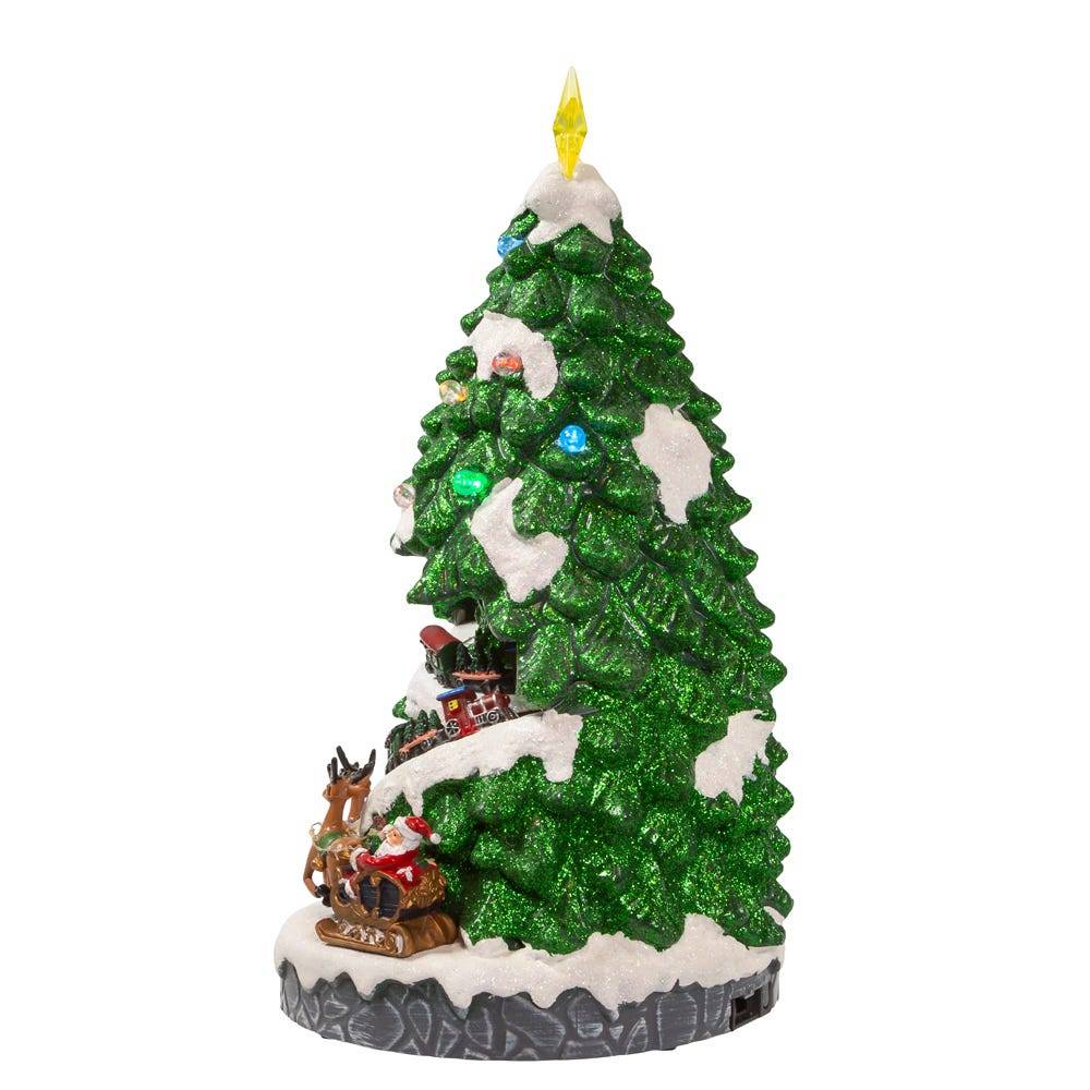 Kurt Adler 15.7-Inch Battery Operated Lighted Musical Christmas Tree With Moving Train