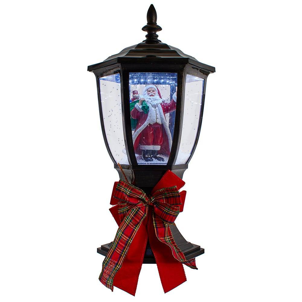 Kurt Adler 21-Inch Illuminated Santa Lamp Post With Snow Accent