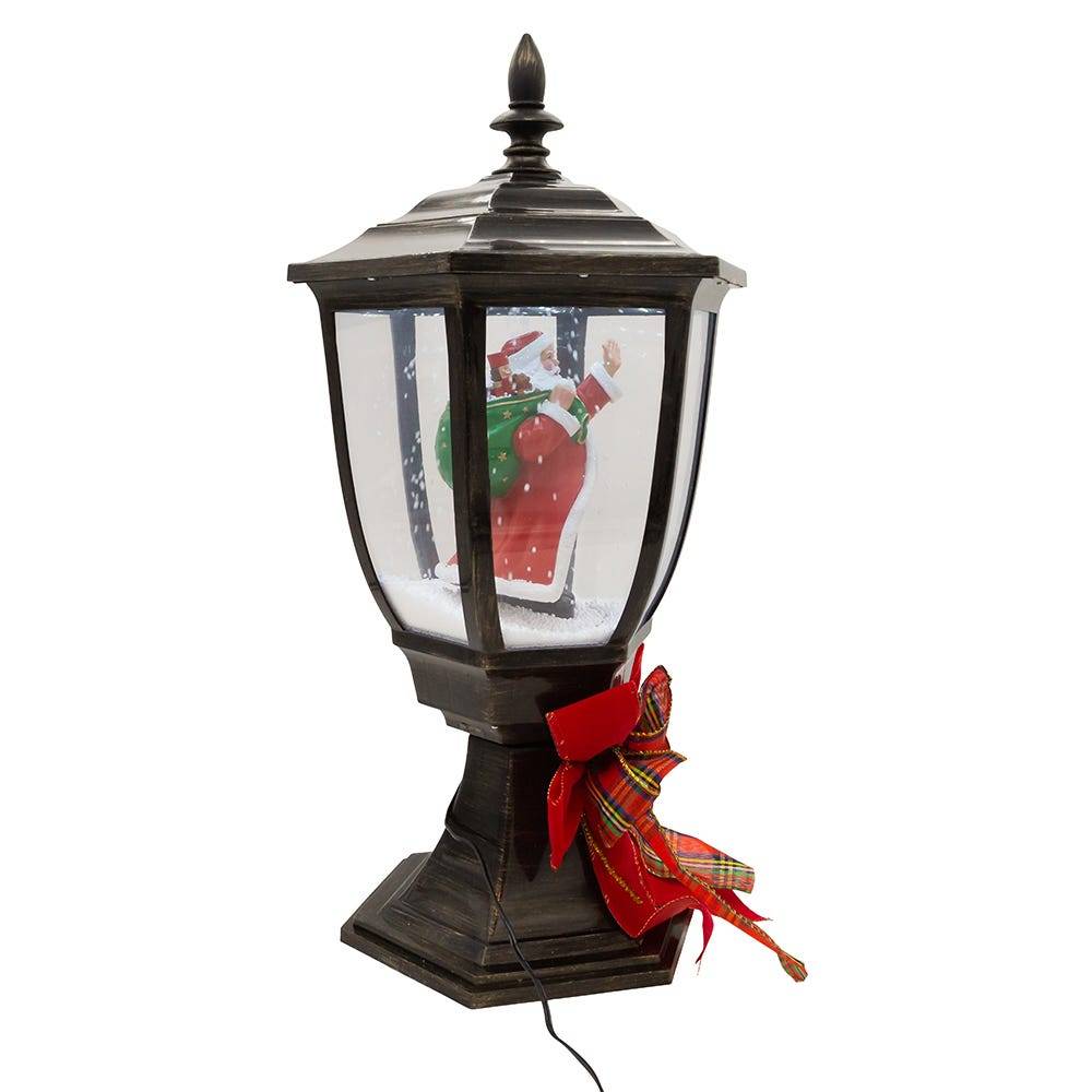 Kurt Adler 21-Inch Illuminated Santa Lamp Post With Snow Accent