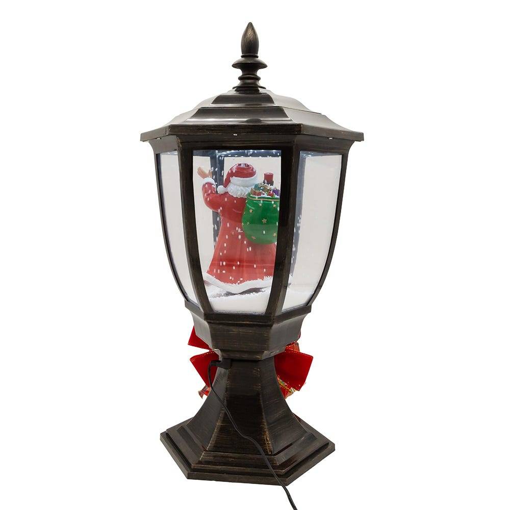 Kurt Adler 21-Inch Illuminated Santa Lamp Post With Snow Accent