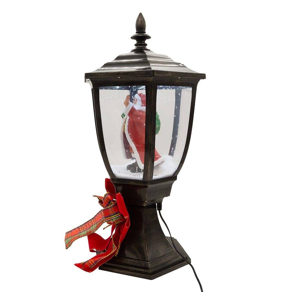 Kurt Adler 21-Inch Illuminated Santa Lamp Post With Snow Accent