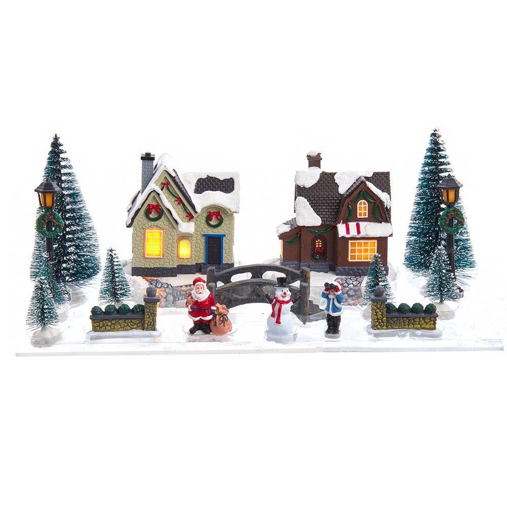 Kurt Adler 5-Inch Battery Operated Lit Christmas Village 17 Piece Set