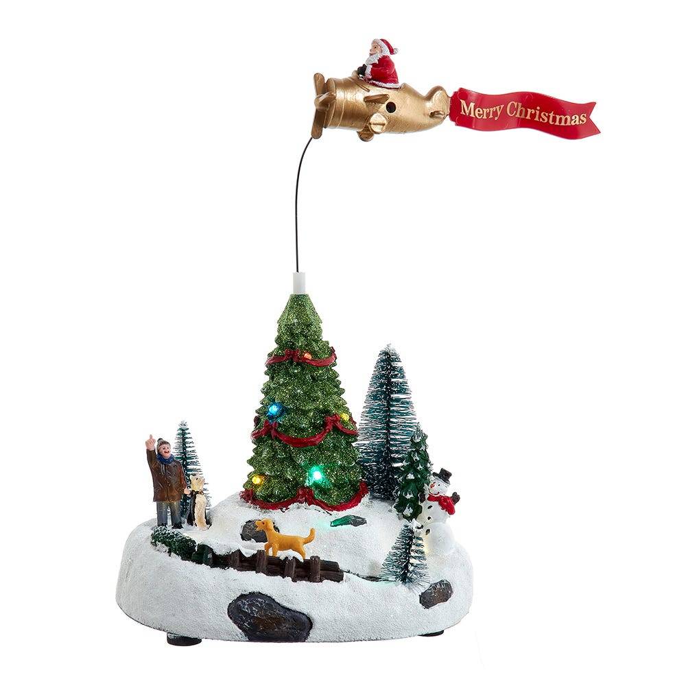 Kurt Adler 9.6-Inch Battery Operated Multicolored LED Lighted Santa Christmas Scene Table Piece