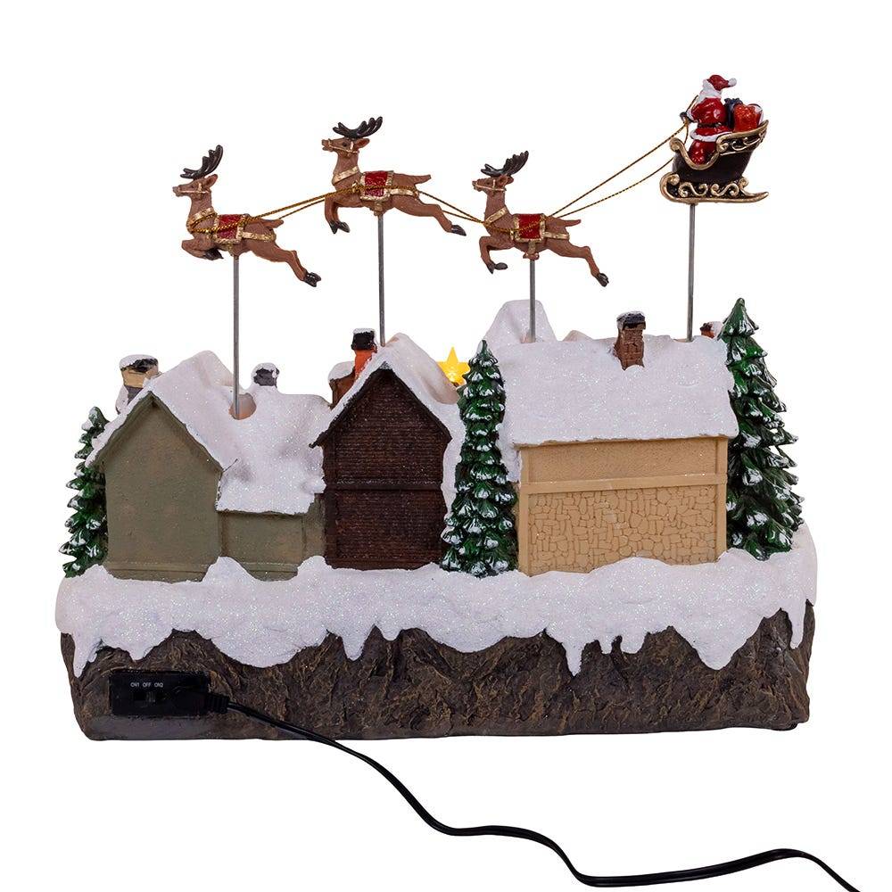 Kurt Adler 7.3-Inch Multicolored LED Lighted Musical Santa and Sleigh Table Piece