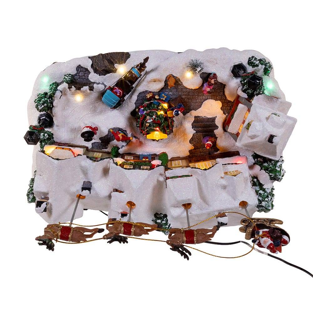 Kurt Adler 7.3-Inch Multicolored LED Lighted Musical Santa and Sleigh Table Piece