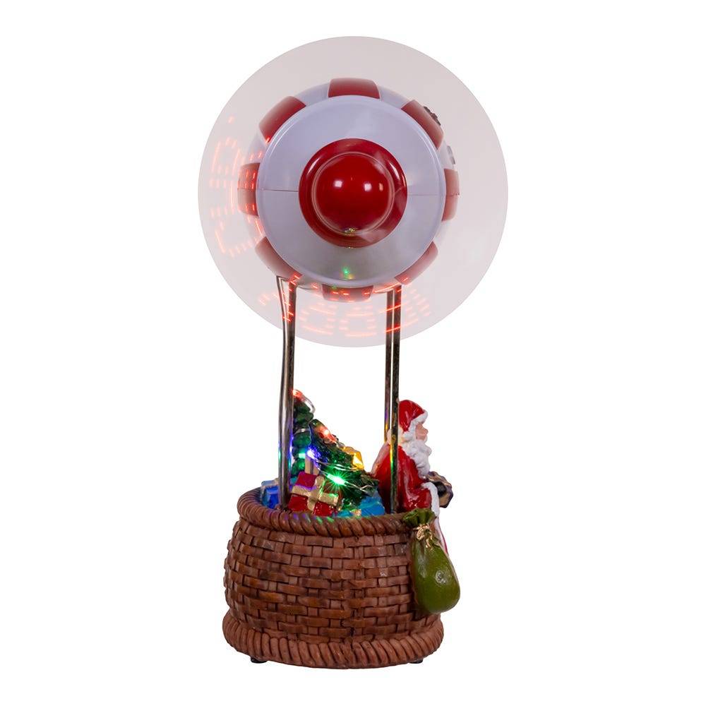 Kurt Adler 8-Inch Battery Operated Musical Santa Hot Air Balloon Table Piece With Digital Propeller